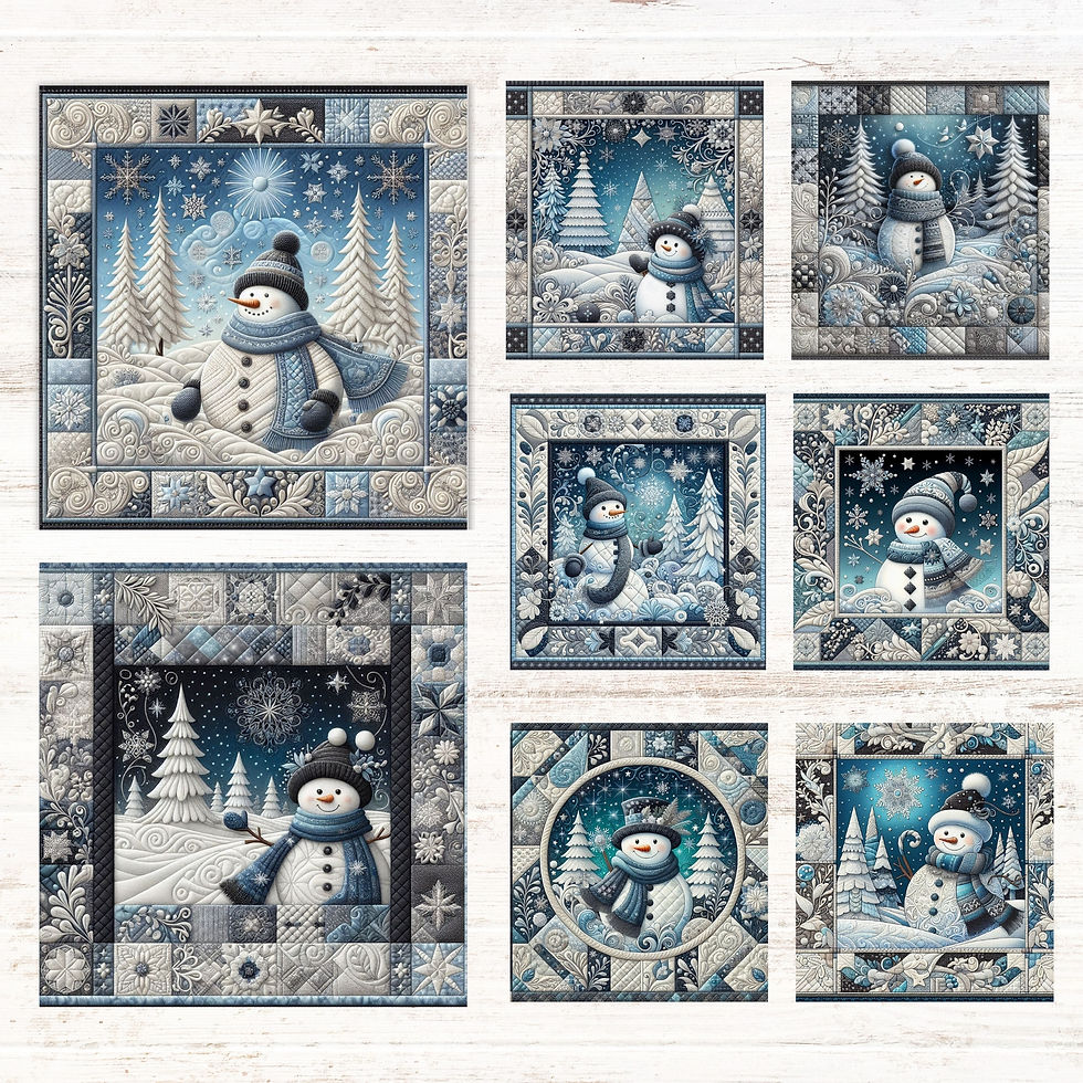 Thumbnail: Frosty Fun Enchanted Snowman Fabric Panels