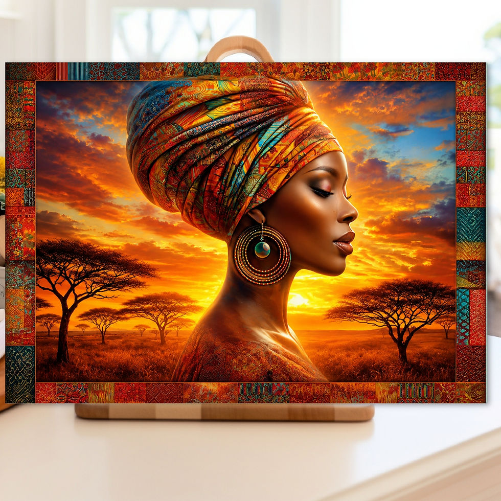 Thumbnail: African Sun Beauty – 15" × 11" Glass Cutting Board Sublimation Designs