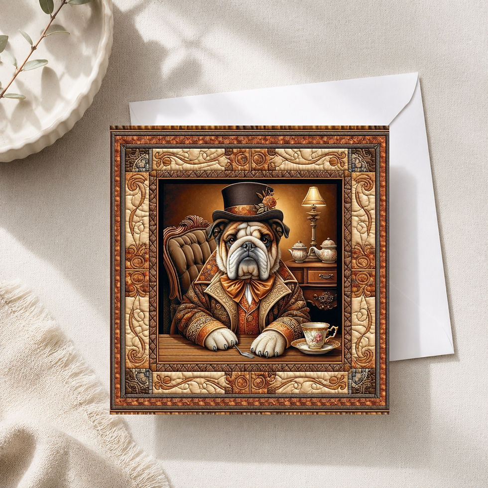 Thumbnail: 20 The Distinguished Gentleman Quilt-Inspired 6x6 Art Note Cards w/ Envelopes