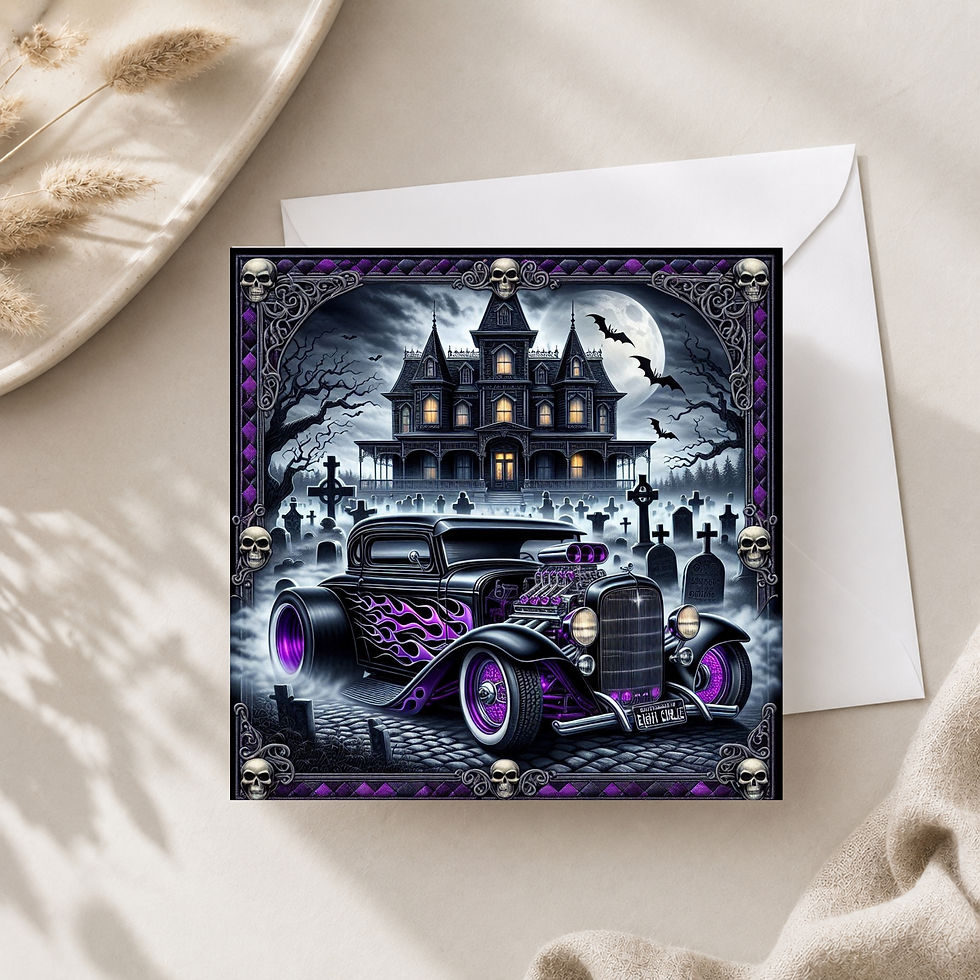 Thumbnail: 20 Gothic Flame Cruiser Quilt-Inspired 6x6 Art Note Cards w/ Envelopes