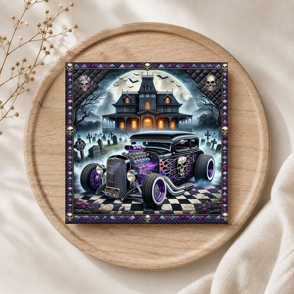 Thumbnail: 20 Gothic Flame Cruiser Quilt-Inspired 6x6 Art Note Cards w/ Envelopes