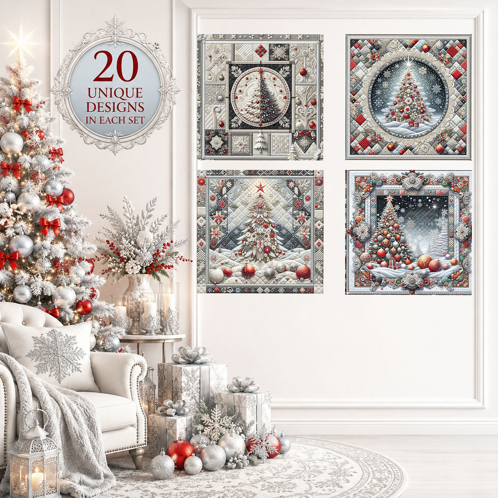 Thumbnail: Elegant Christmas Wonderland 20-Piece Fabric Panel Set