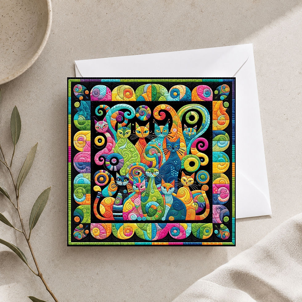 Thumbnail: 20 Furry Swirls of Fancy Quilt-Inspired 6x6 Art Note Cards w/ Envelopes