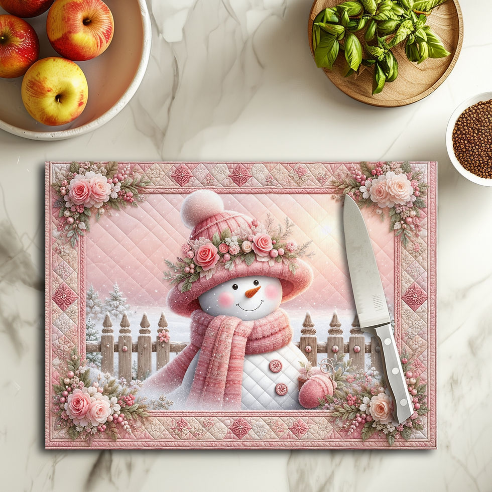 Thumbnail: Winter Rose Snowman – 15" × 11" Glass Cutting Board Sublimation Designs