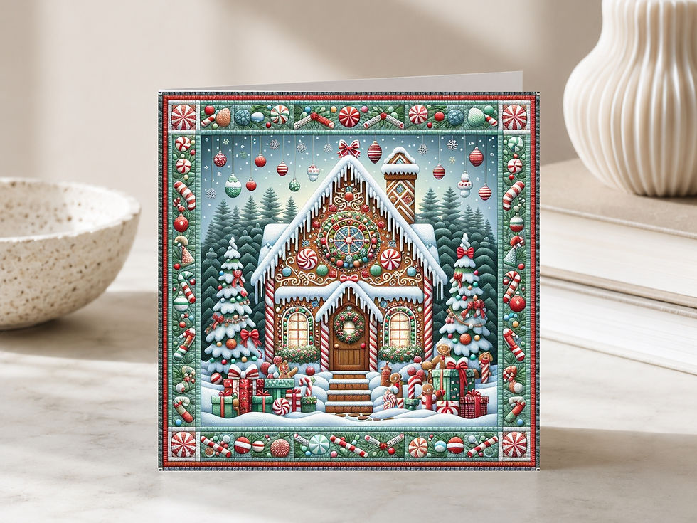 Thumbnail: Gingerbread Christmas Cottage Printable Greeting Cards.