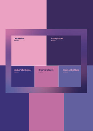 Little Milkyway brand refresh colour palette featuring soft pinks, calming blues, and dreamy violet tones for a modern mums and bubs brand identity.