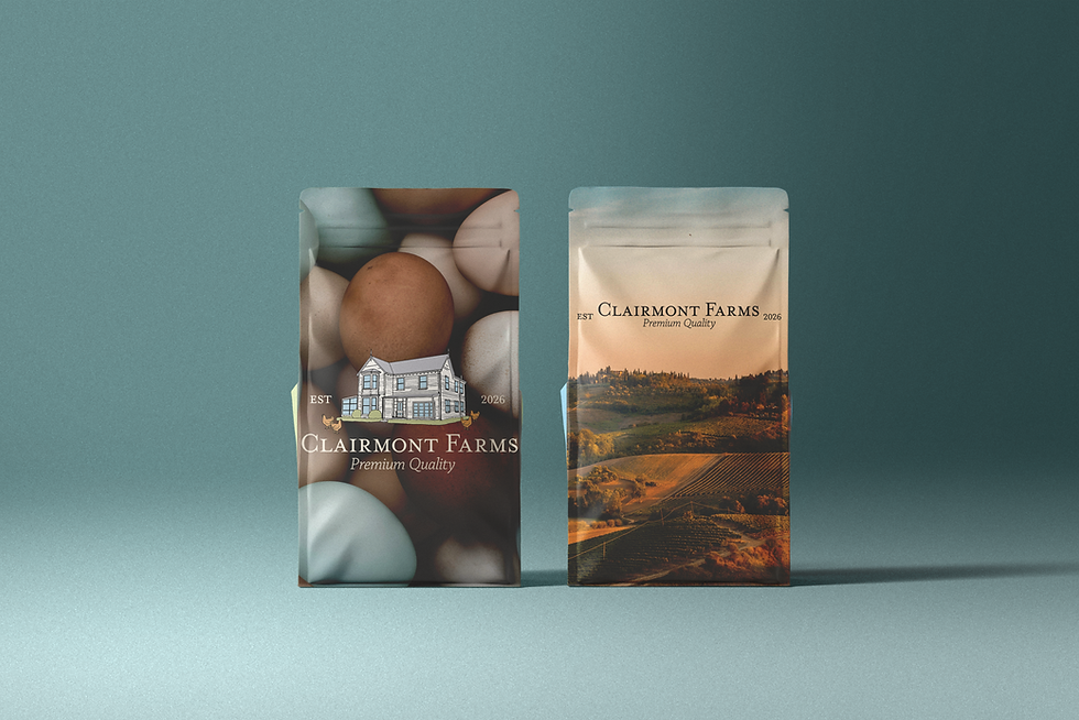 Clairmont Farms packaging designed by a brand designer