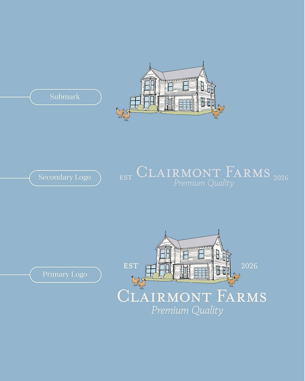 Clairmont Farms logo variations by brand designer