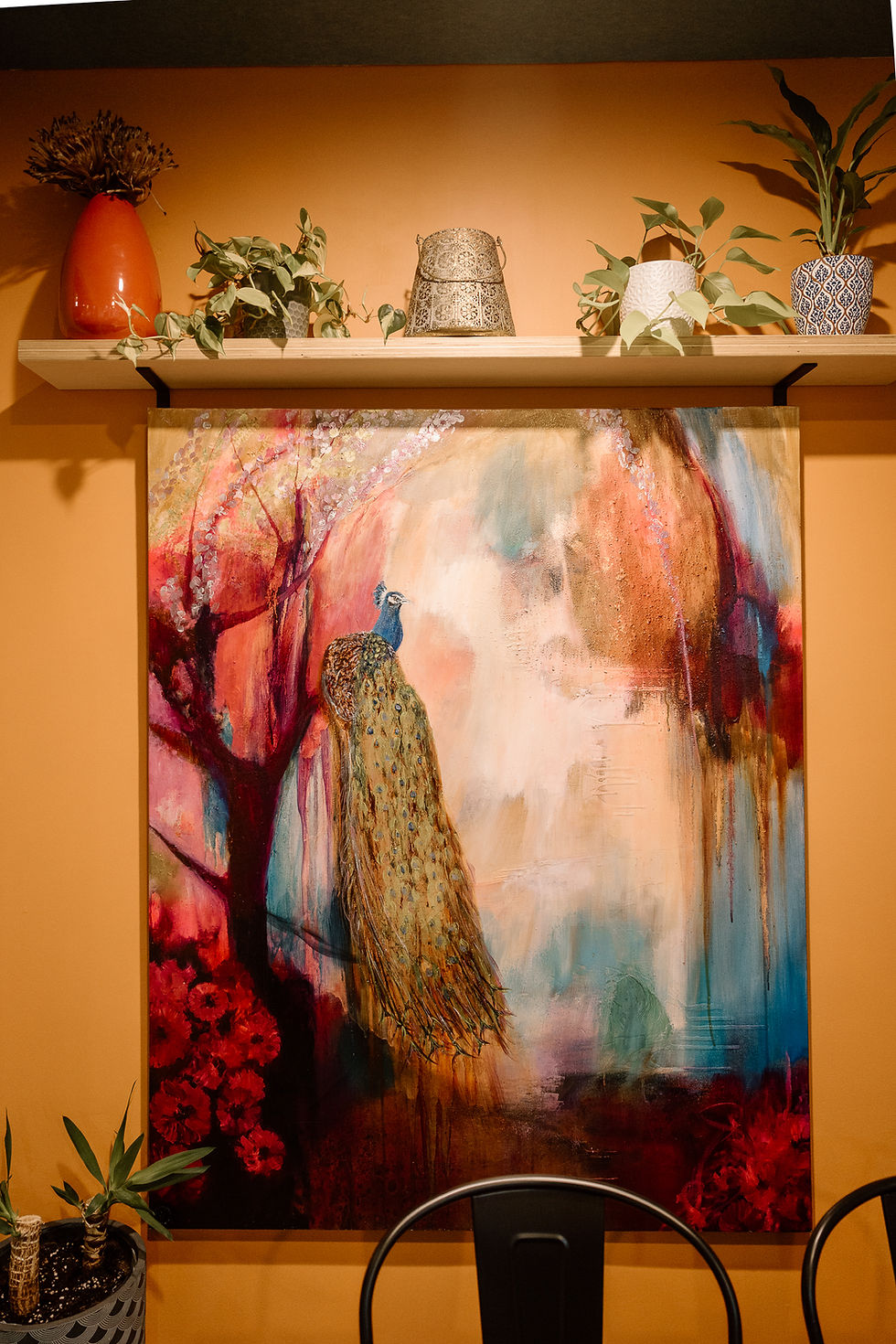 Colourful Little Street Kitchen artwork and restaurant interior details in Wānaka