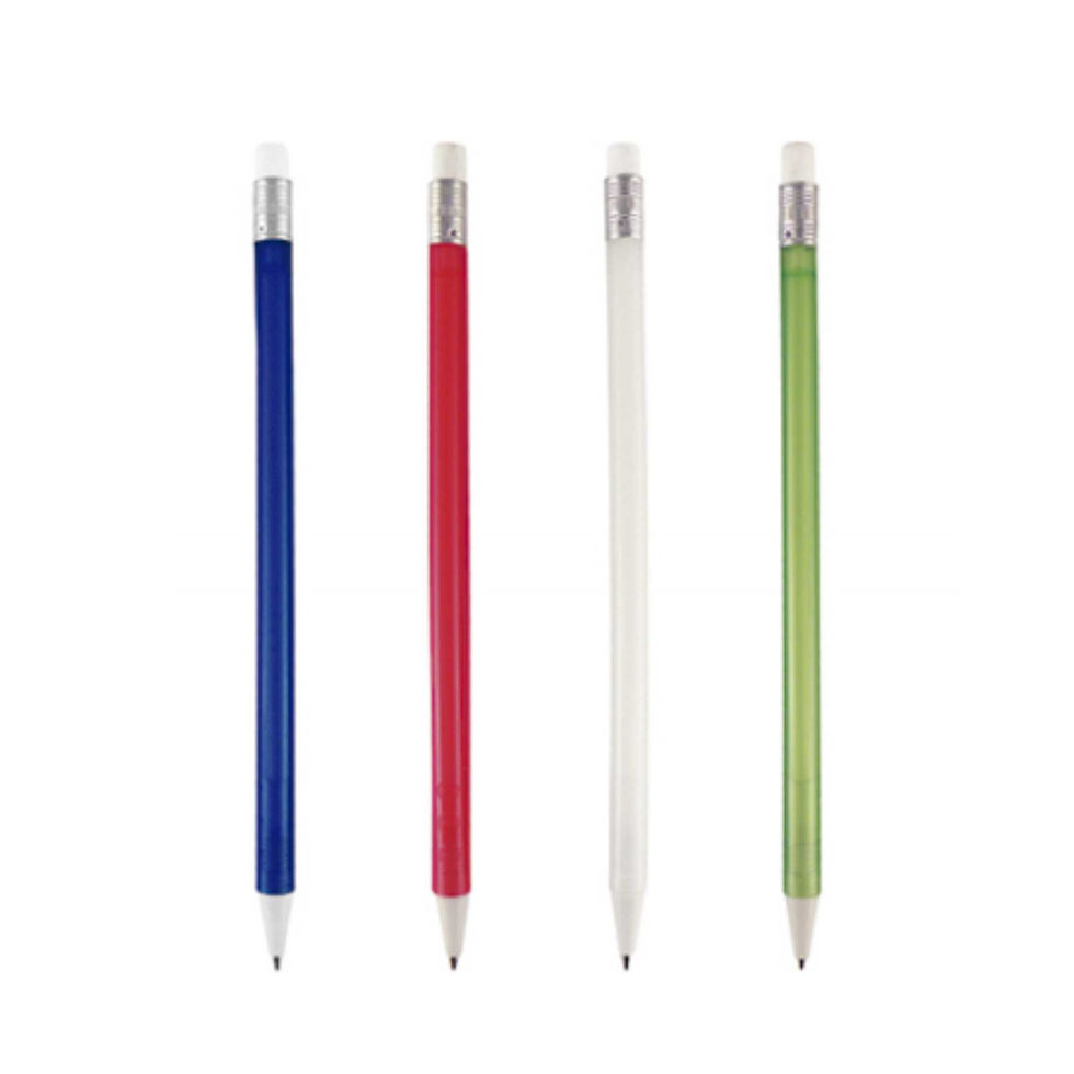 BL-019 LAPICERO PORTAMINAS DE PLASTICO TRANSLUCIDO CON GOMA