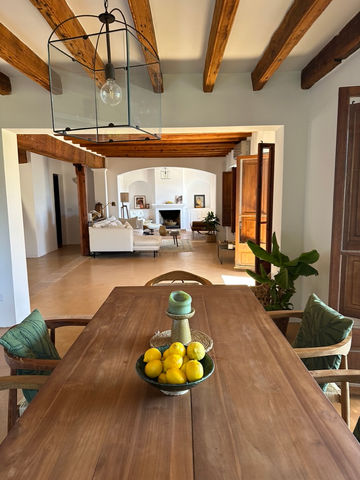 Dinner table with lemons on it
