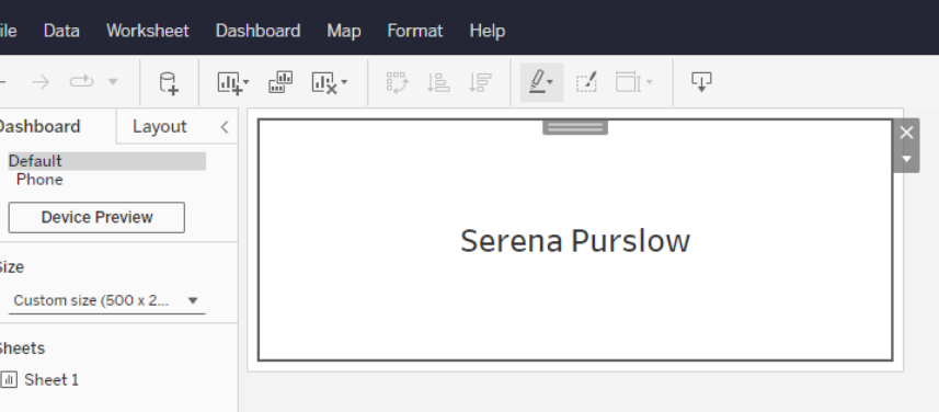 Name appearing on the dashboard