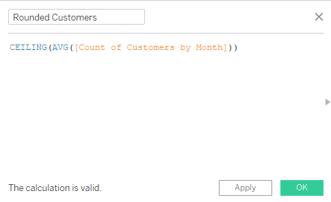 CEILING() function wrapped around a value