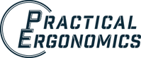 Blue text Practical Ergonomics Logo
