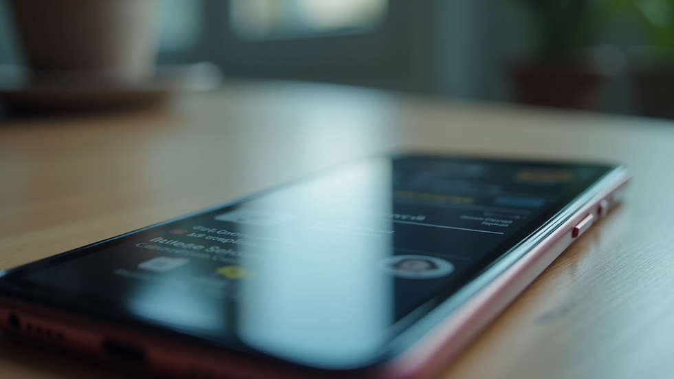 Eye-level view of a smartphone displaying app updates