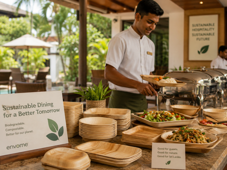 Eco-friendly tableware set up at a zero-waste corporate event in Singapore