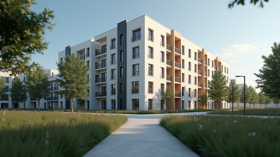 Eye-level view of a modern residential building
