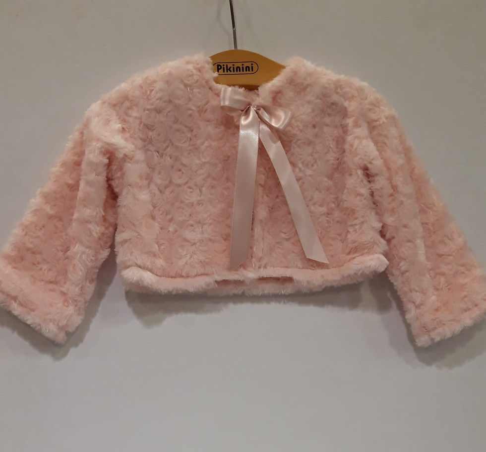 Küçük resim: Pudra Pembe Peluş Kız Bebek Bolero - Bebek Abiye Bolero