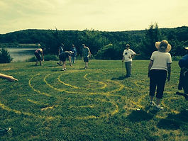 With some light programming planned, the labyrinth is available for all to use throughout the week. Programming to be added as it is confirmed:
- A dedication / opening ceremony
- Facilitated group walk, including discussion of labyrinths as a meditative practice
- A moonlight walk
- YA-led vespers-Tuesday night