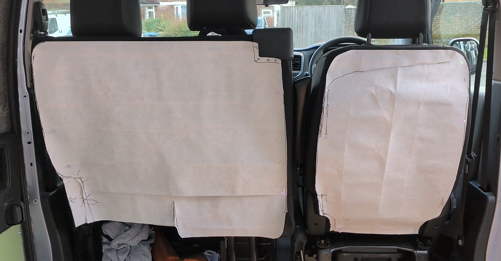 reupholstering Peugeot expert seats paper pattern