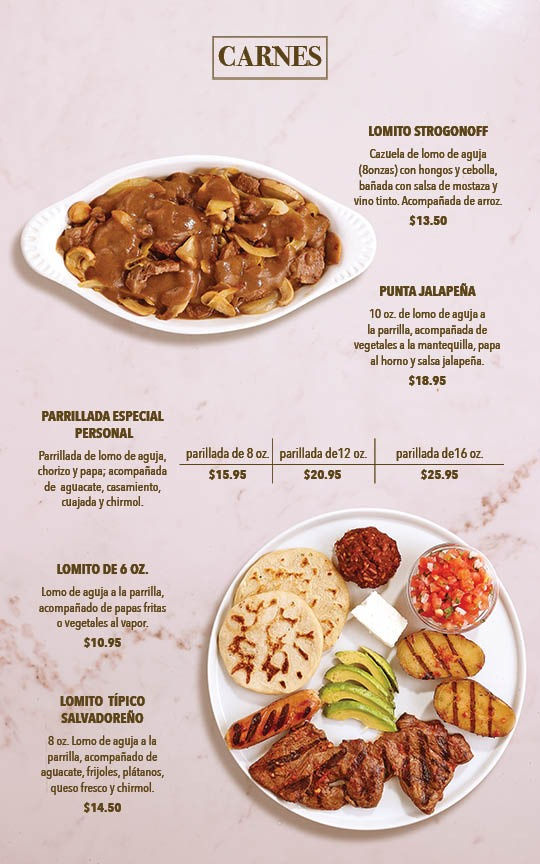 Menú Club Árabe Salvadoreño