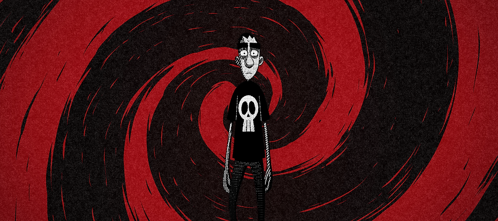 Uma arte com o personagem Zerocalcare em uma espiral