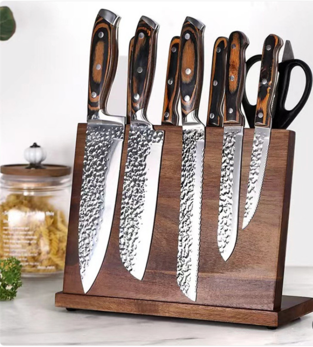 Magnetic Wooden Knife Storage Block (Knives Not Included)