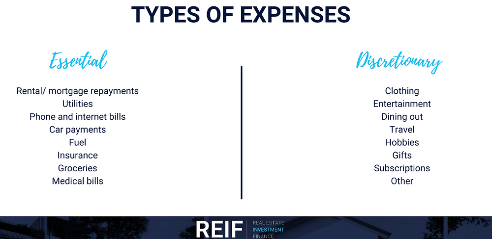 Types of essential and discretionary expenses