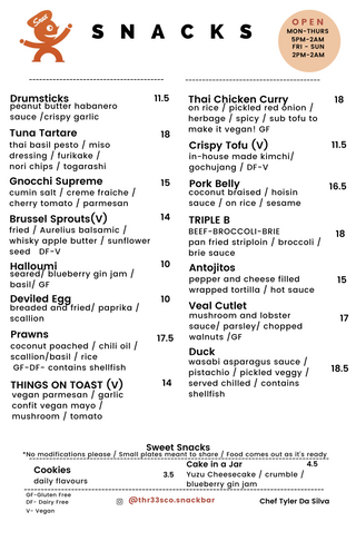 Menu | Thr33's Company Snackbar