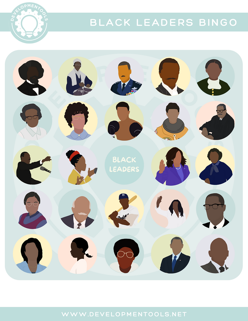 Powerful Black Leaders | Black History Month | Bingo Game Printable | Developmentools powerful-black-leaders-black-history-month-bingo-game-printable-developmentools