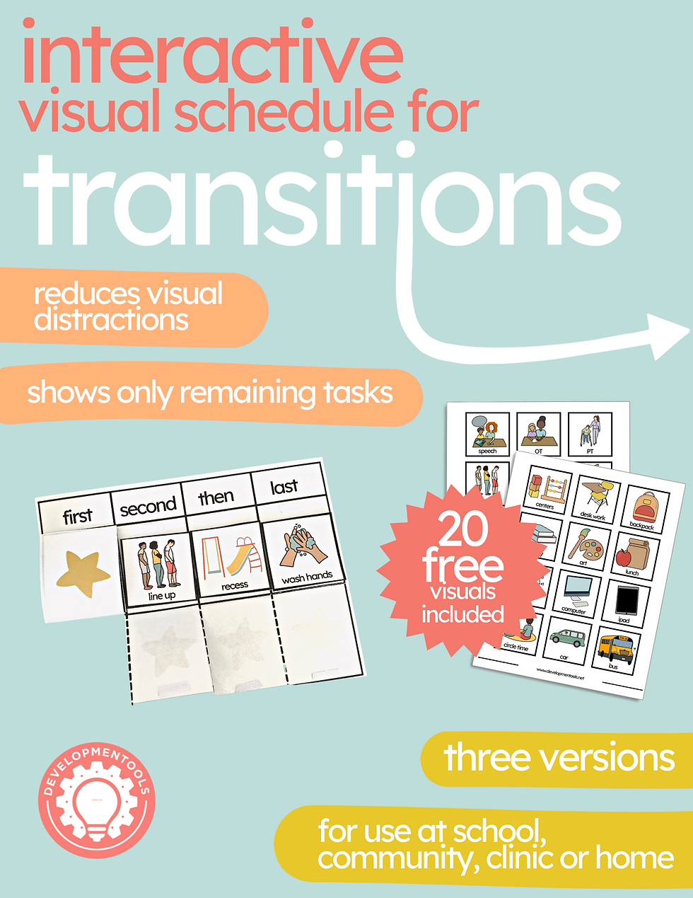 Interactive First/Then Visual Schedule for Transitions (3 Versions!)