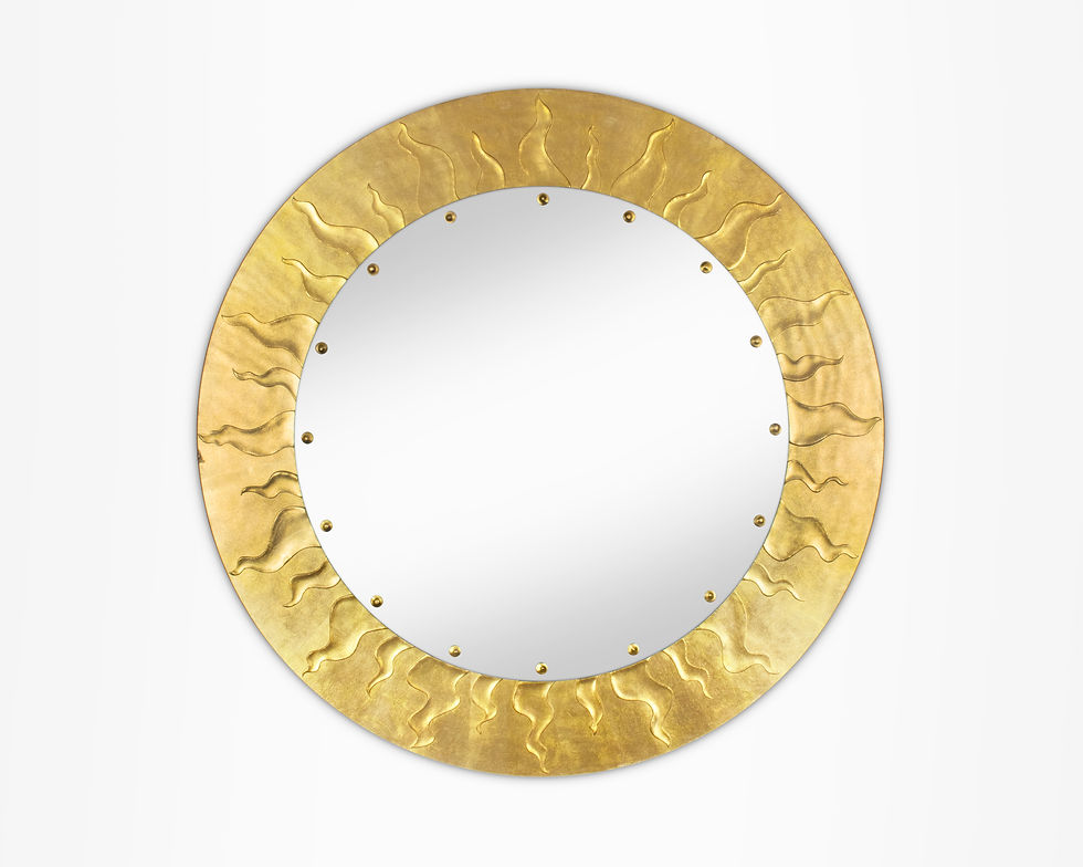 Thumbnail: Large Vintage Gilded Églomisé Sunburst Mirror by David Marshall, Signed