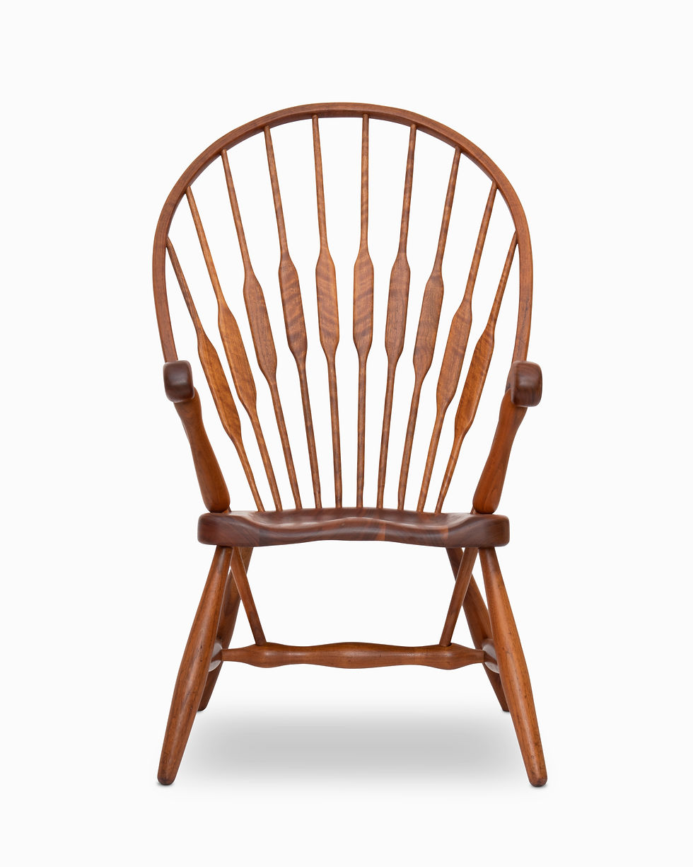 Thumbnail: Pair of Vintage Studio Craft Walnut "Peacock" Chairs