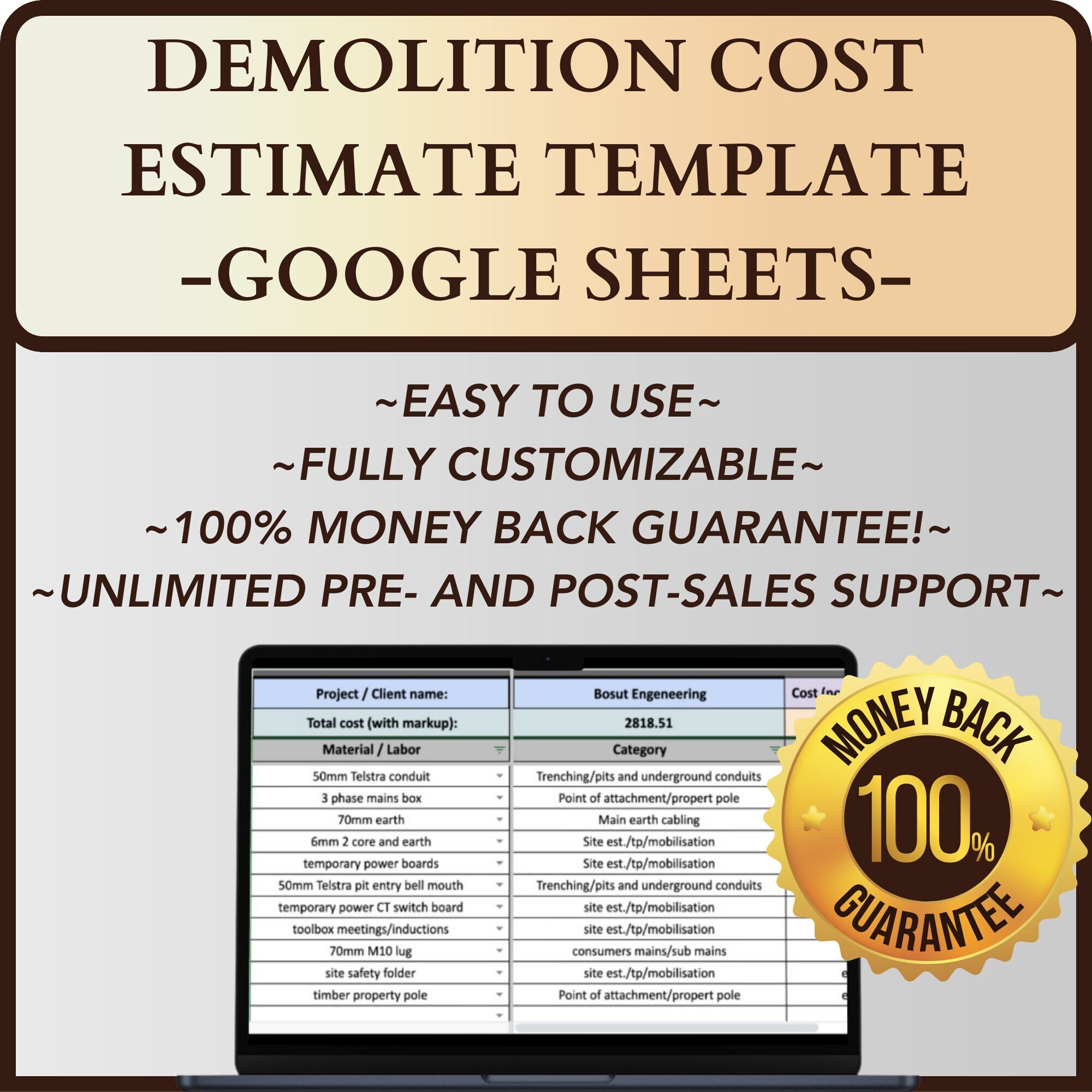 Simple Demolition Cost Calculator - Google Sheets