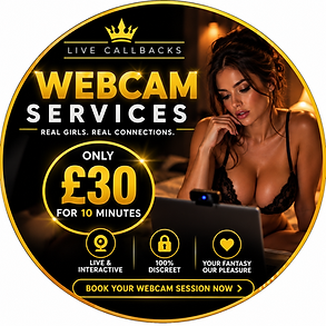 badge depicting young woman wearing black using a laptop for webcam calls