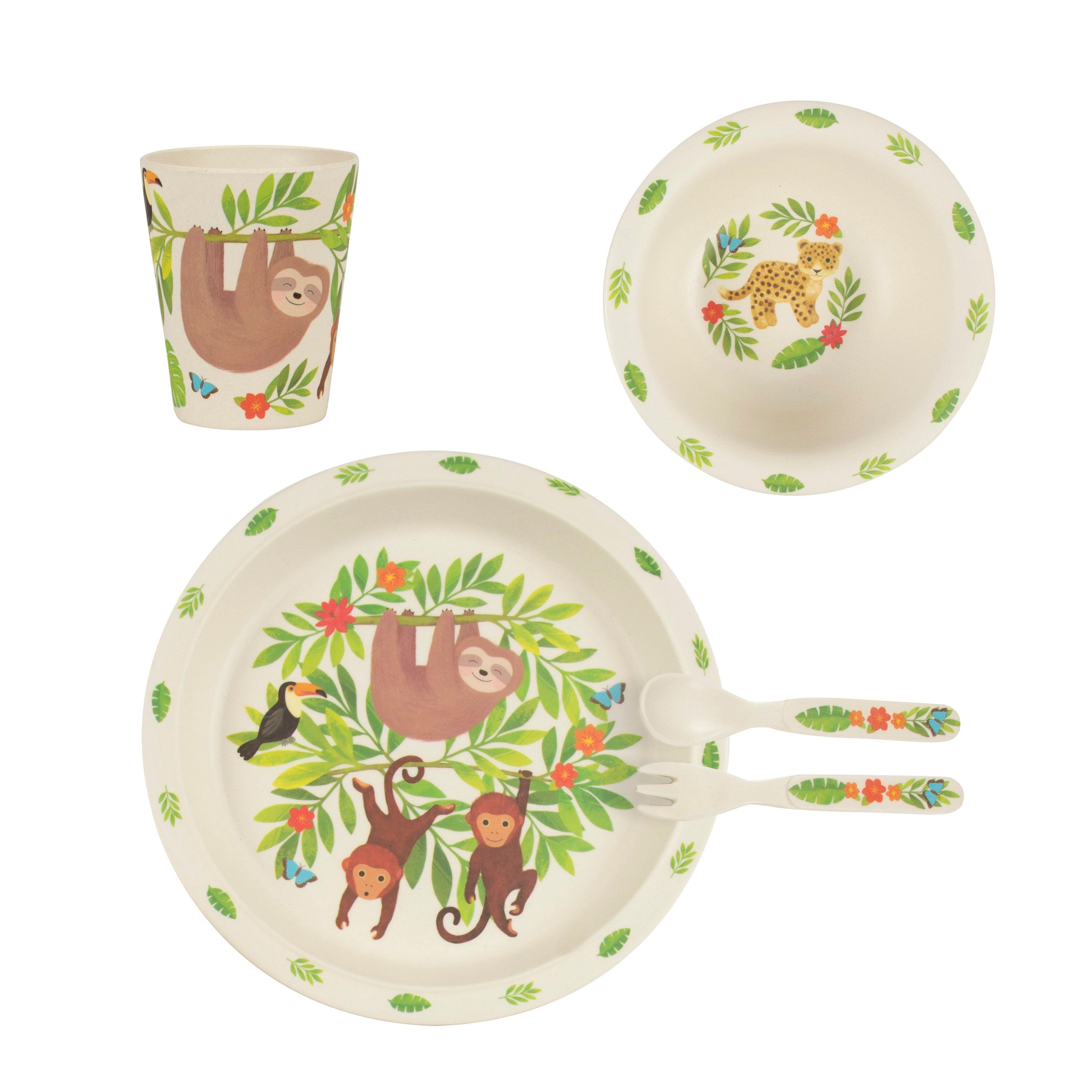 Sloth and Friends Bamboo Tableware set