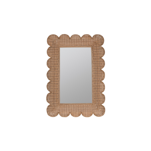 Scalloped Rattan Mirror