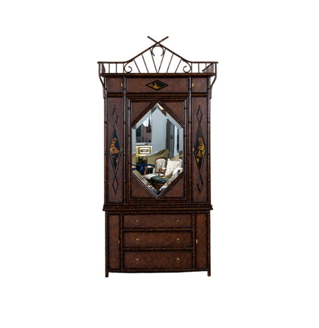 Vintage Rattan Armoire Cabinet from Maitland Smith