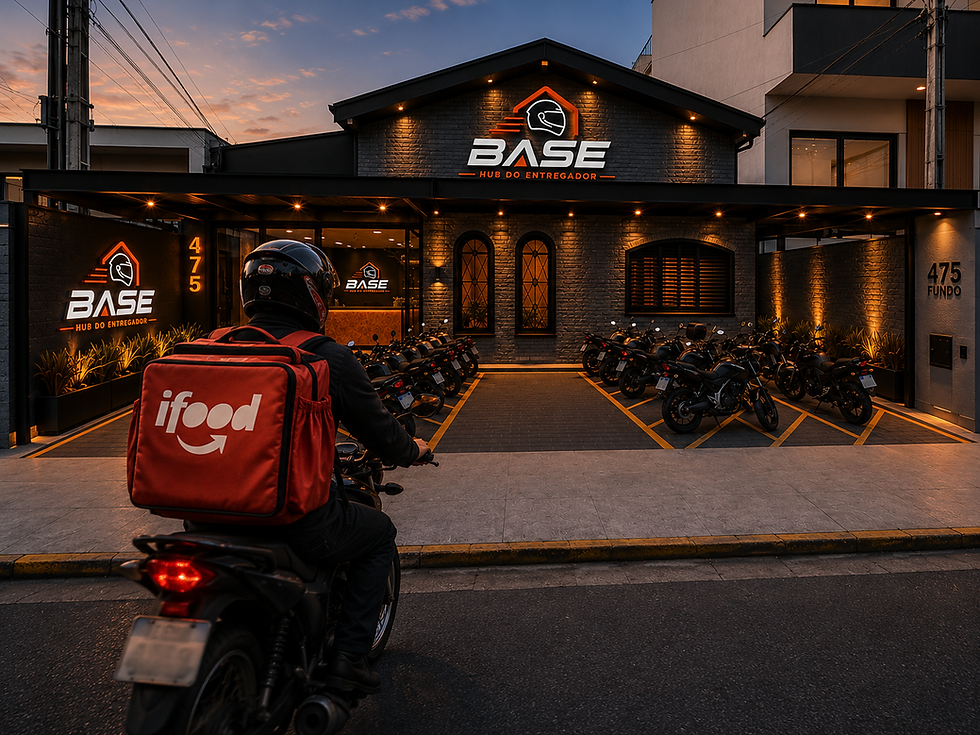 Entregador do Ifood Chegando na BASE Conexão