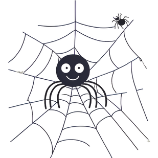 cartoon spider in web
