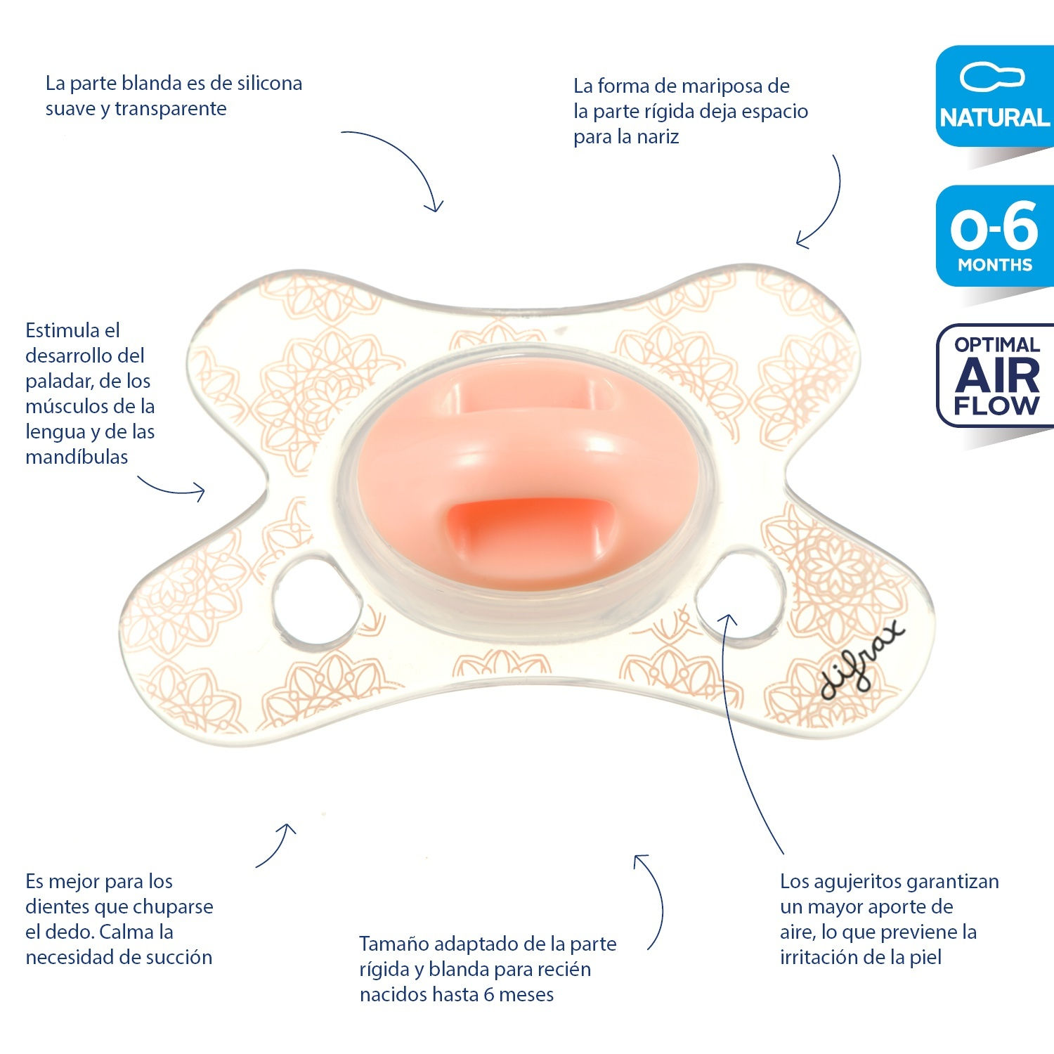 Chupete Natural "Rosado" 0-6 meses