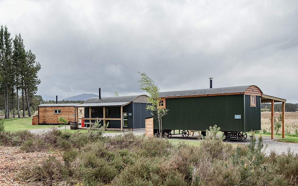 Outside of huts