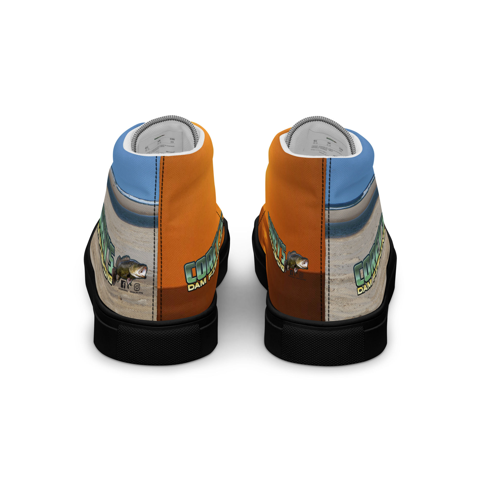 Coreys Dam Fishing high top canvas shoes