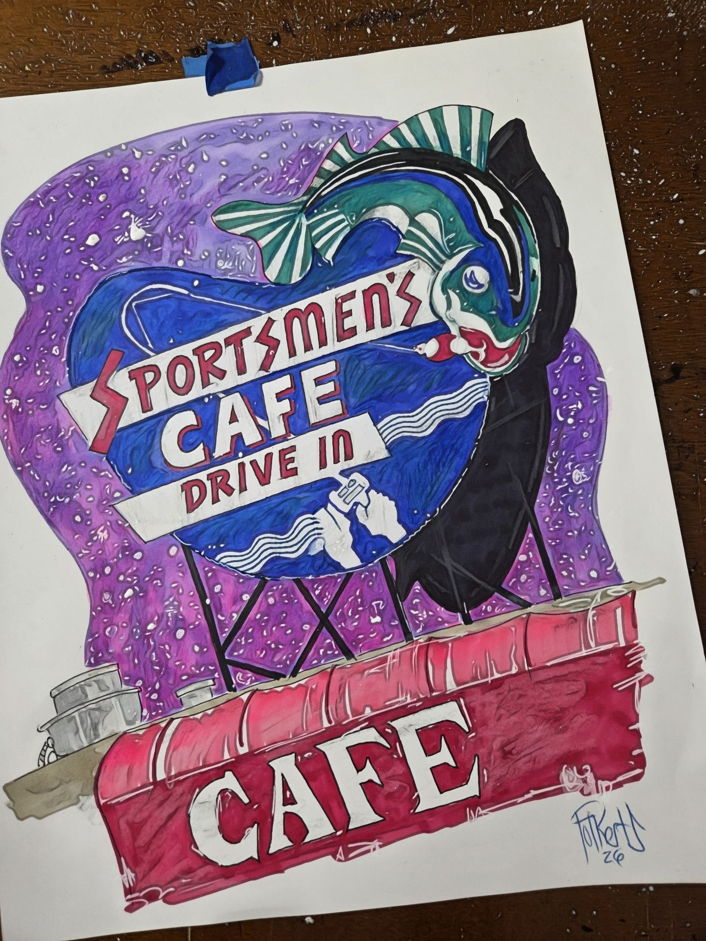 Sportsman Cafe & Drive 11x14 signed print