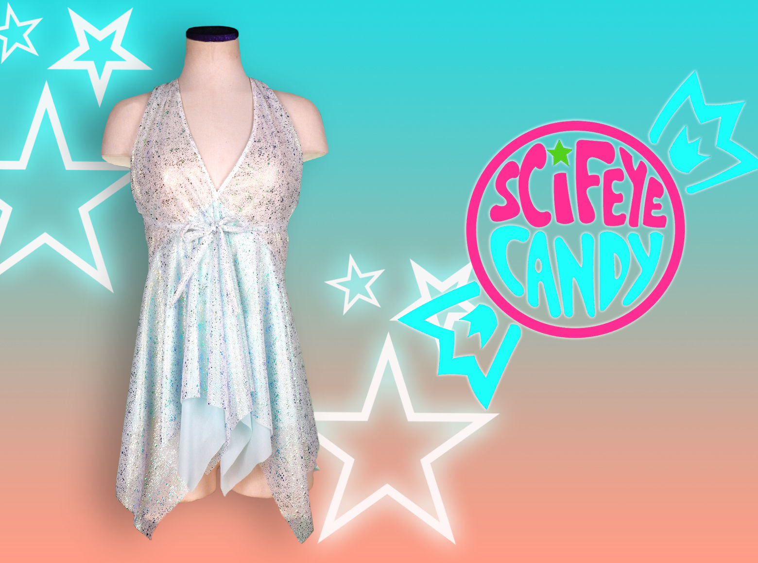Iridescent Metallic Splatter Mesh Dress by SciFeyeCandy