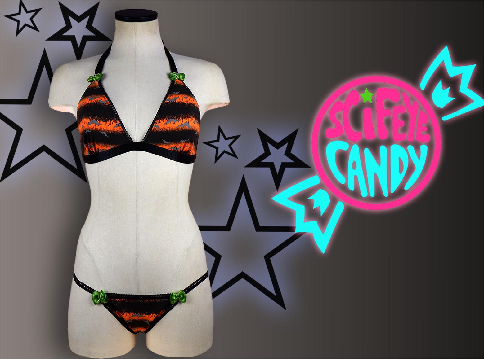 Shima-Ween Orange and Black Lingerie Set by SciFeyeCandy