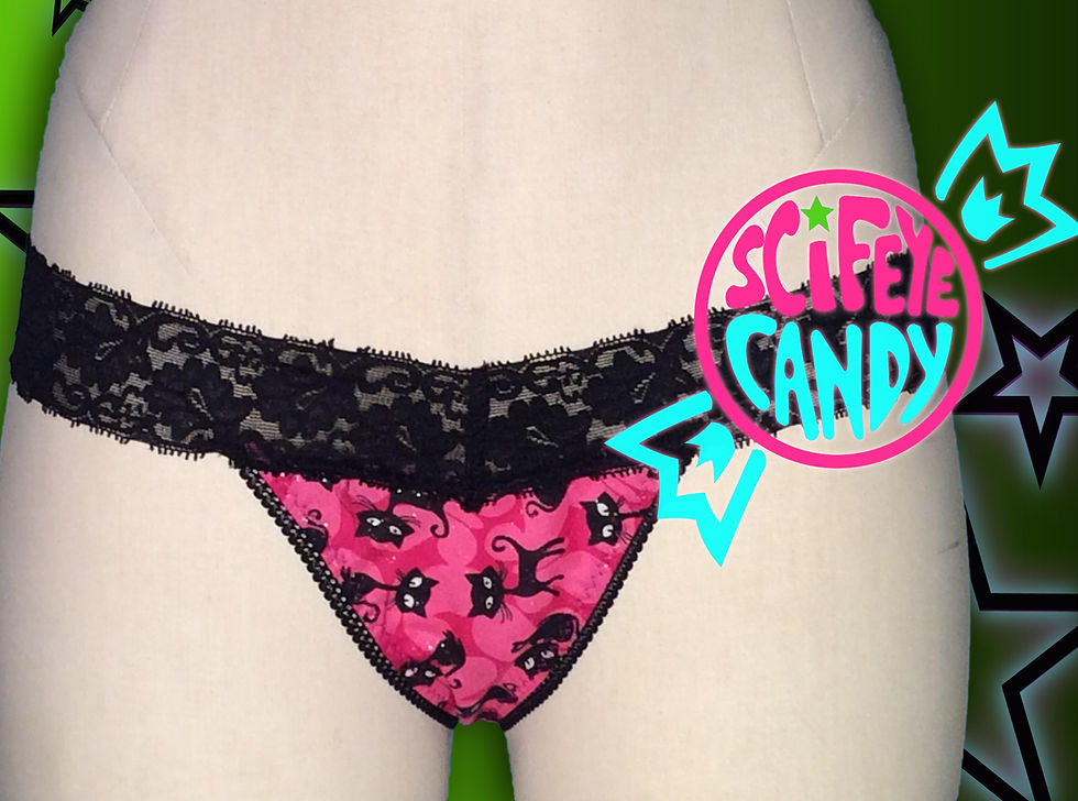 Hot Pink Glitter Kitty Thong by SciFeyeCandy