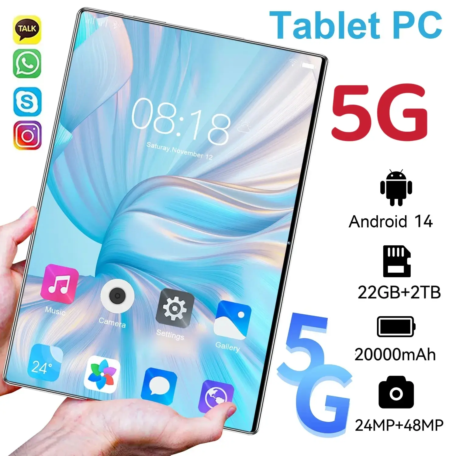 2025 5G tablette Pad 15 Pro Android 14.0 tout neuf 11 pouces 22GB RAM 2 to ROM t