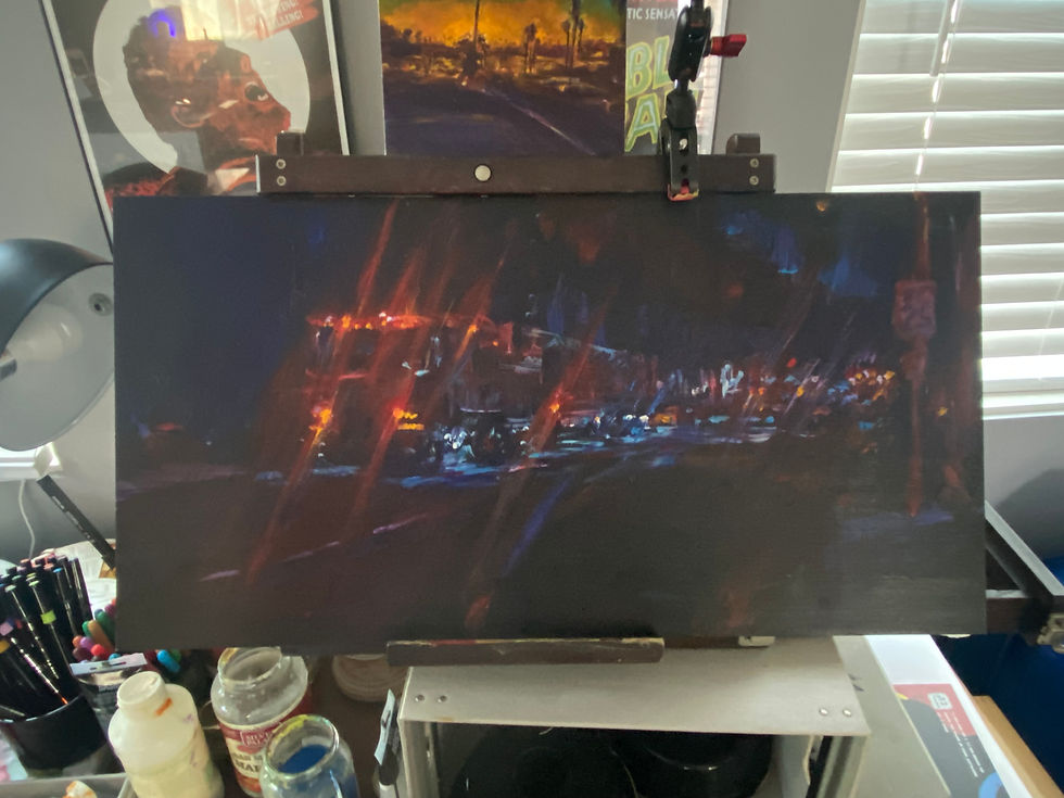 Thumbnail: Thursday Night - Acrylic Painting  on Board