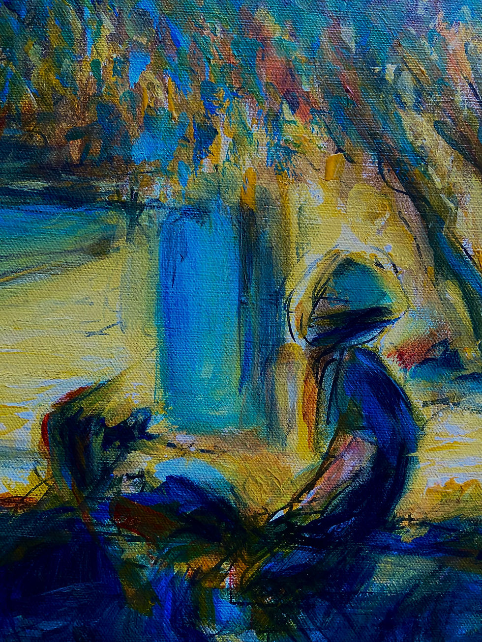 Thumbnail: Motorcycle in LA intersection - Acrylic Painting 